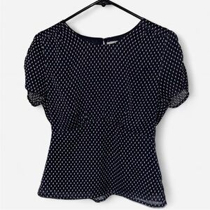 H&M Dark Blue Diamond Patterned Blouse size 6